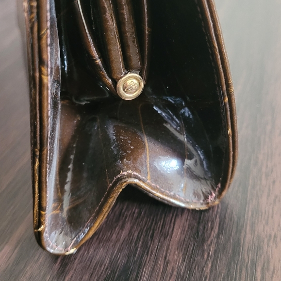 Vintage faux crocodile Block brand women's purse gold tone handle bag - Picture 9 of 14